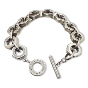 VINTAGE ZN Concept Round Nut Link HEAVY Chain Bracelet